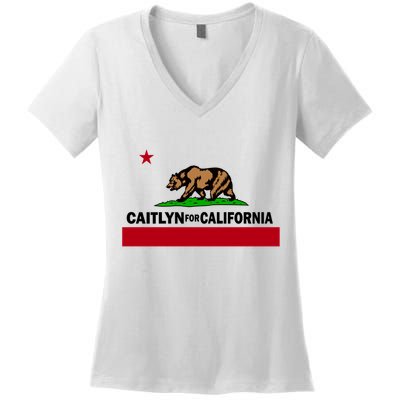 Caitlyn For California Governor Jenner Cali Flag Women's V-Neck T-Shirt