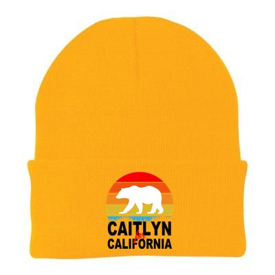 Caitlyn For California Retro Cali Bear Knit Cap Winter Beanie