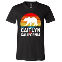 Caitlyn For California Retro Cali Bear V-Neck T-Shirt