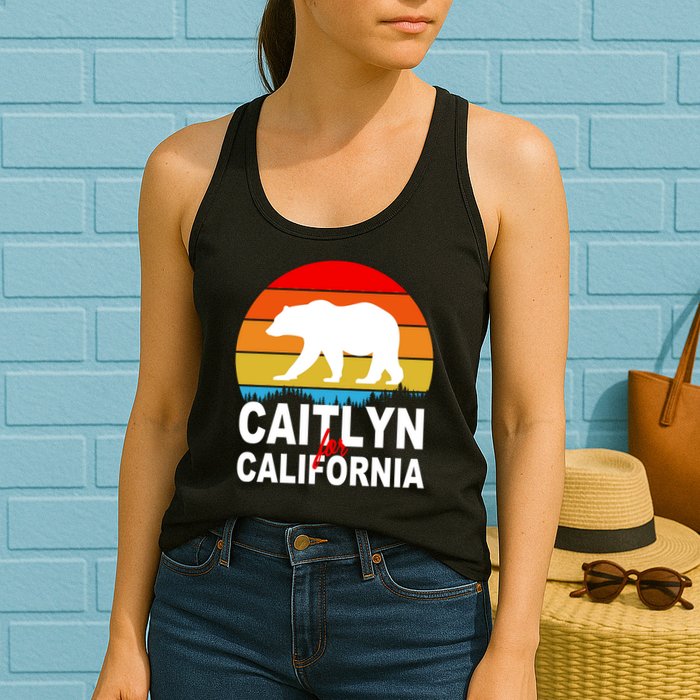 Caitlyn For California Retro Cali Bear Womens Tank Top