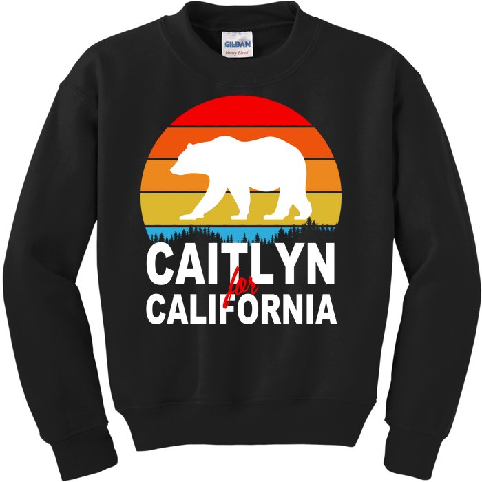 Caitlyn For California Retro Cali Bear Kids Sweatshirt