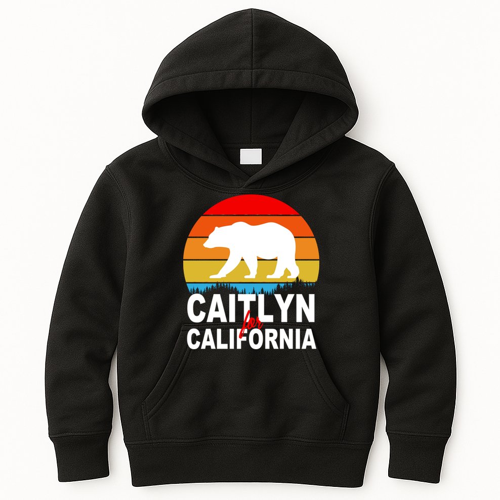 Caitlyn For California Retro Cali Bear Kids Hoodie