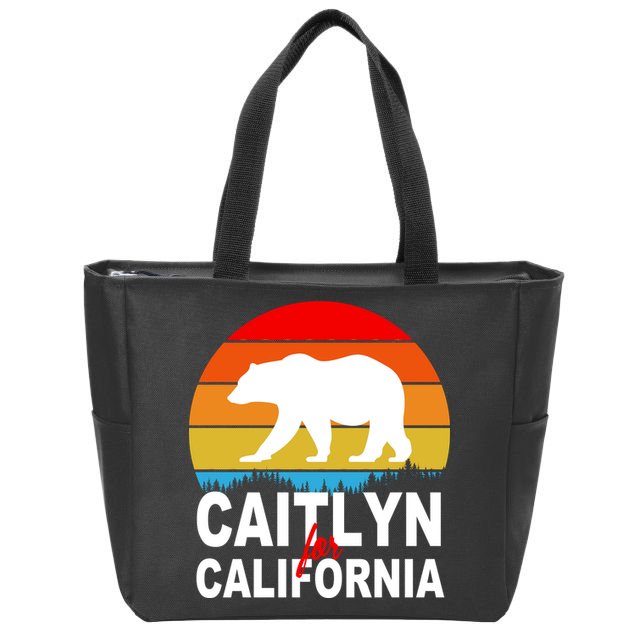 Caitlyn For California Retro Cali Bear Zip Tote Bag