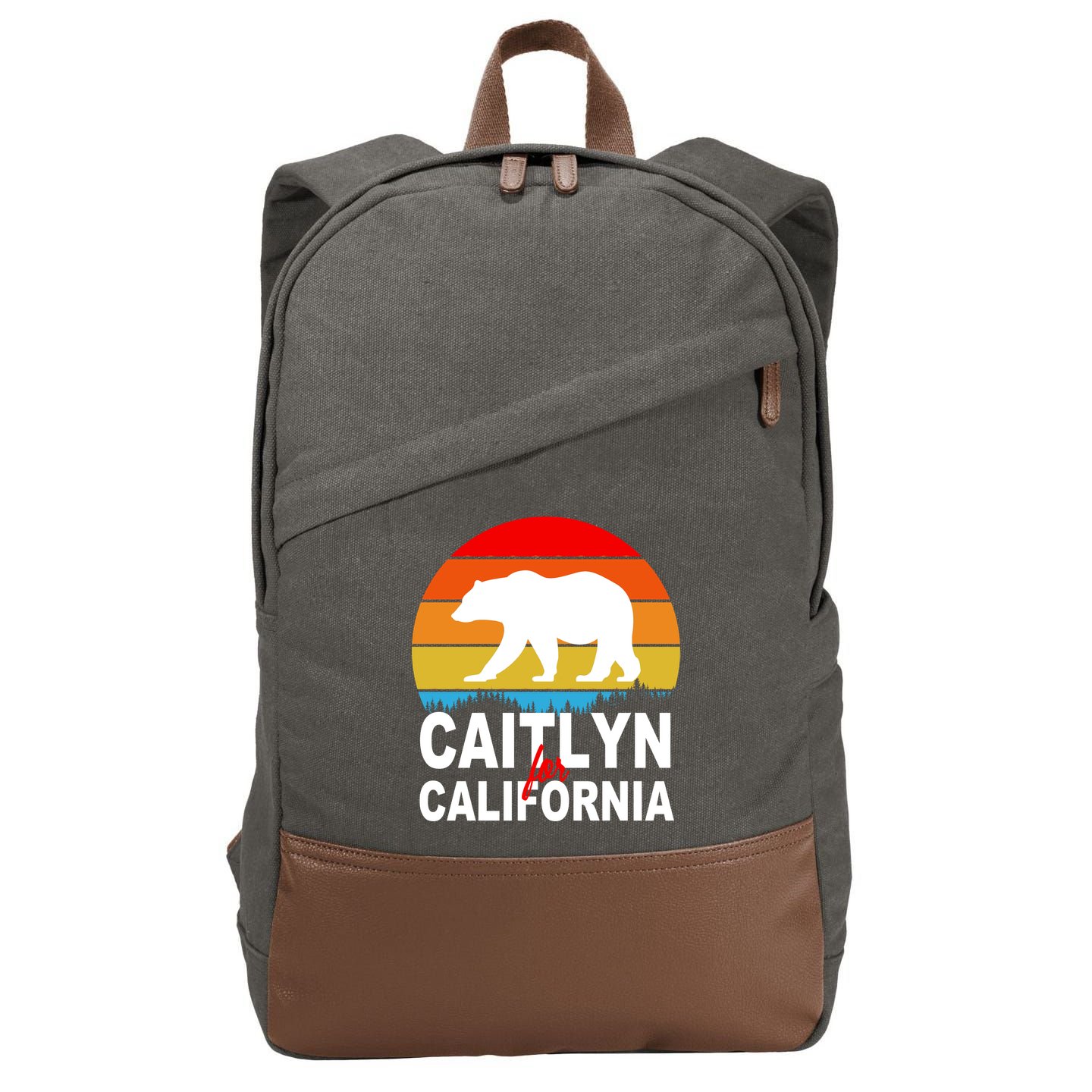 Caitlyn For California Retro Cali Bear Cotton Canvas Backpack