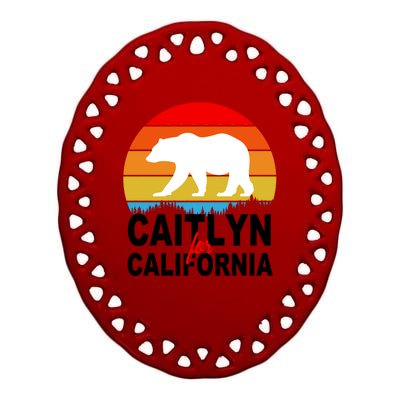 Caitlyn For California Retro Cali Bear Ceramic Oval Ornament