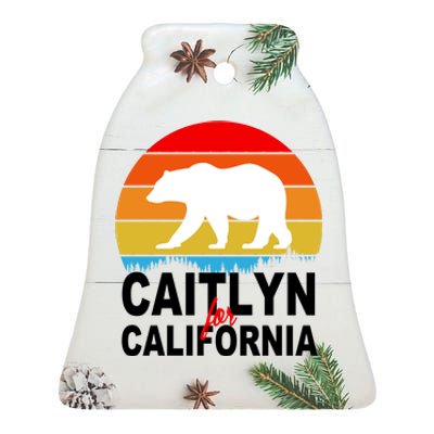 Caitlyn For California Retro Cali Bear Ceramic Bell Ornament