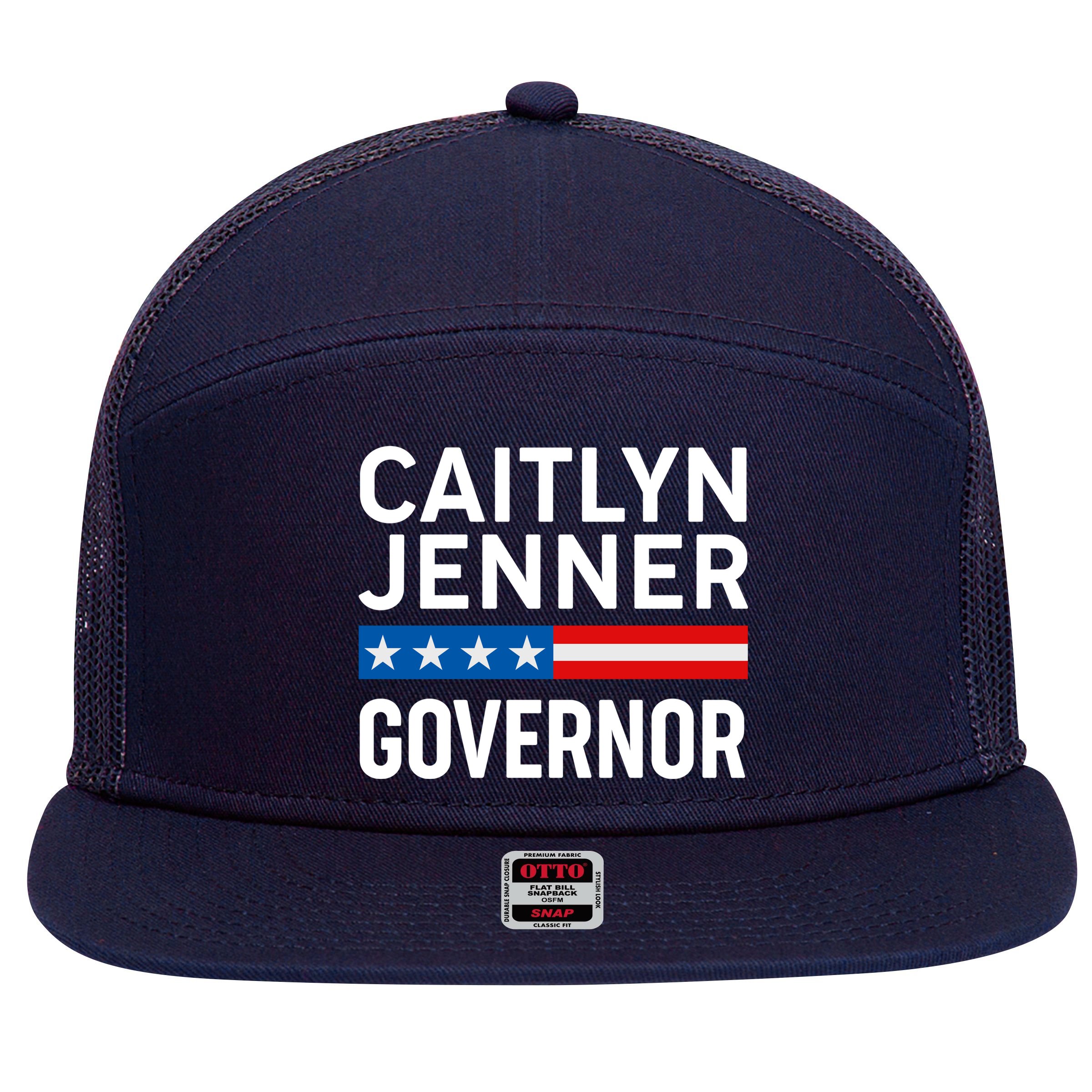 Caitlyn Jenner Governor Election Logo 7 Panel Mesh Trucker Snapback Hat