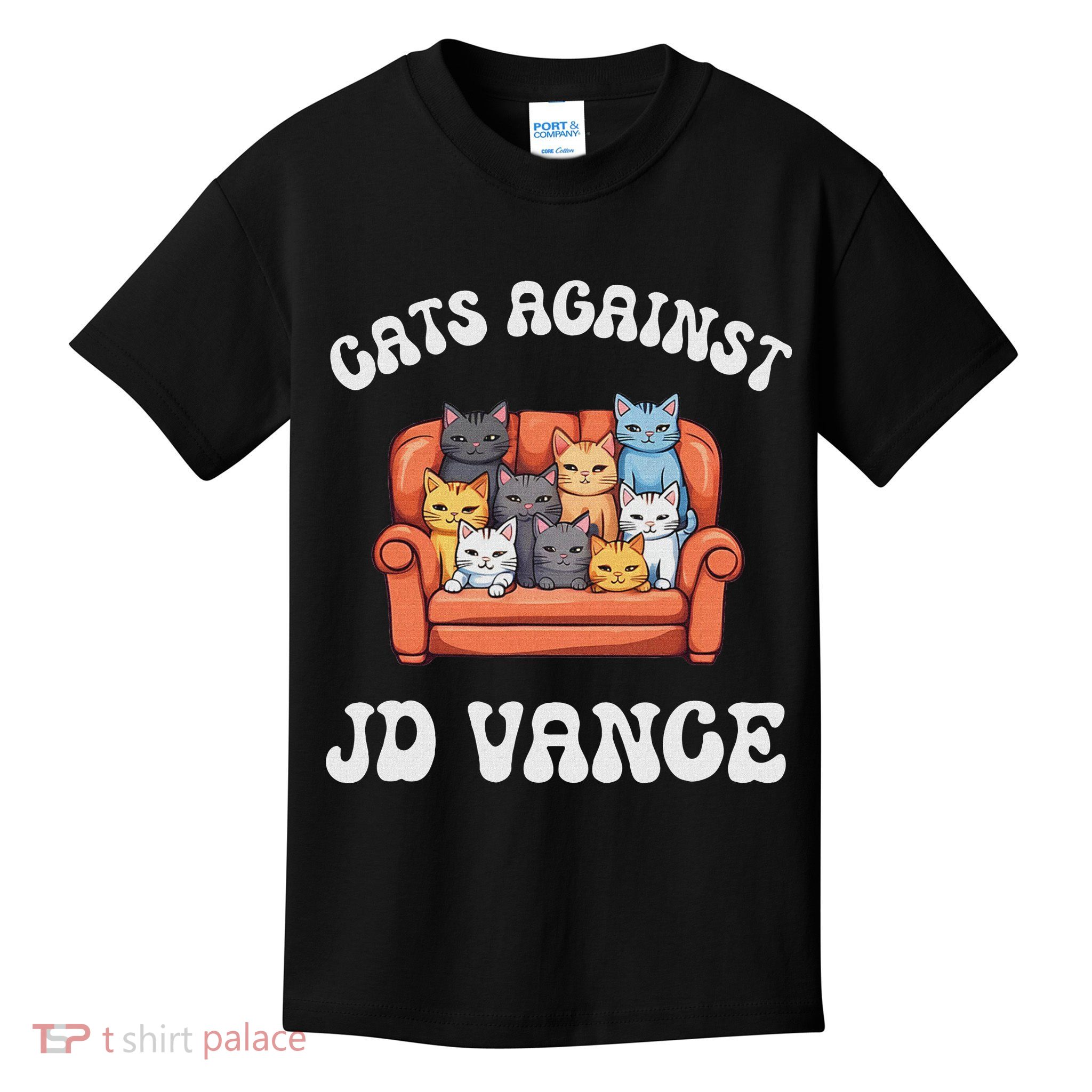 Cats Against Jd Vance Childless Cat Lady Couch Liberal Vote Kids T-Shirt
