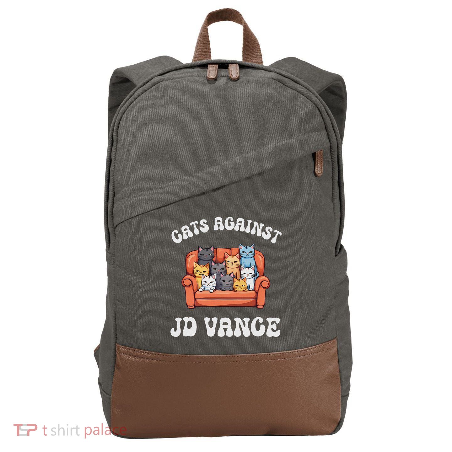 Cats Against Jd Vance Childless Cat Lady Couch Liberal Vote Cotton Canvas Backpack