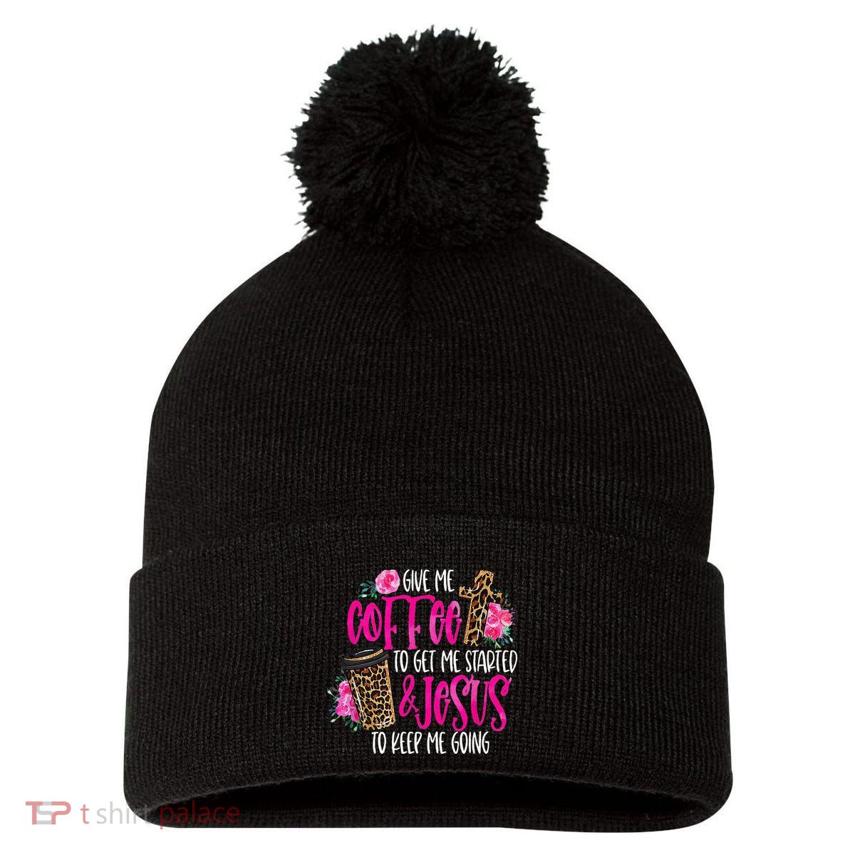 Coffee And Jesus Misses Plus Size Teacher Pom Pom 12in Knit Beanie