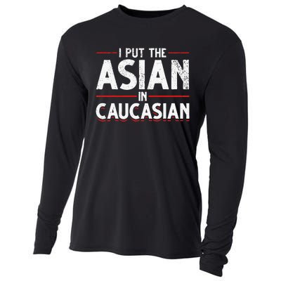 Caucasian Asian Joke Asian I Put The Asian In Caucasian Cooling Performance Long Sleeve Crew