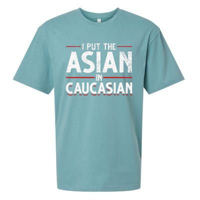 Caucasian Asian Joke Asian I Put The Asian In Caucasian Sueded Cloud Jersey T-Shirt