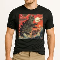 Catzilla Attacking Japan Funny Cute Cat Anime Style Cooling Performance Crew T-Shirt
