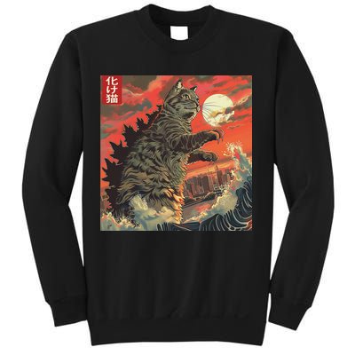Catzilla Attacking Japan Funny Cute Cat Anime Style Sweatshirt