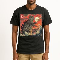 Catzilla Attacking Japan Funny Cute Cat Anime Style Tall T-Shirt