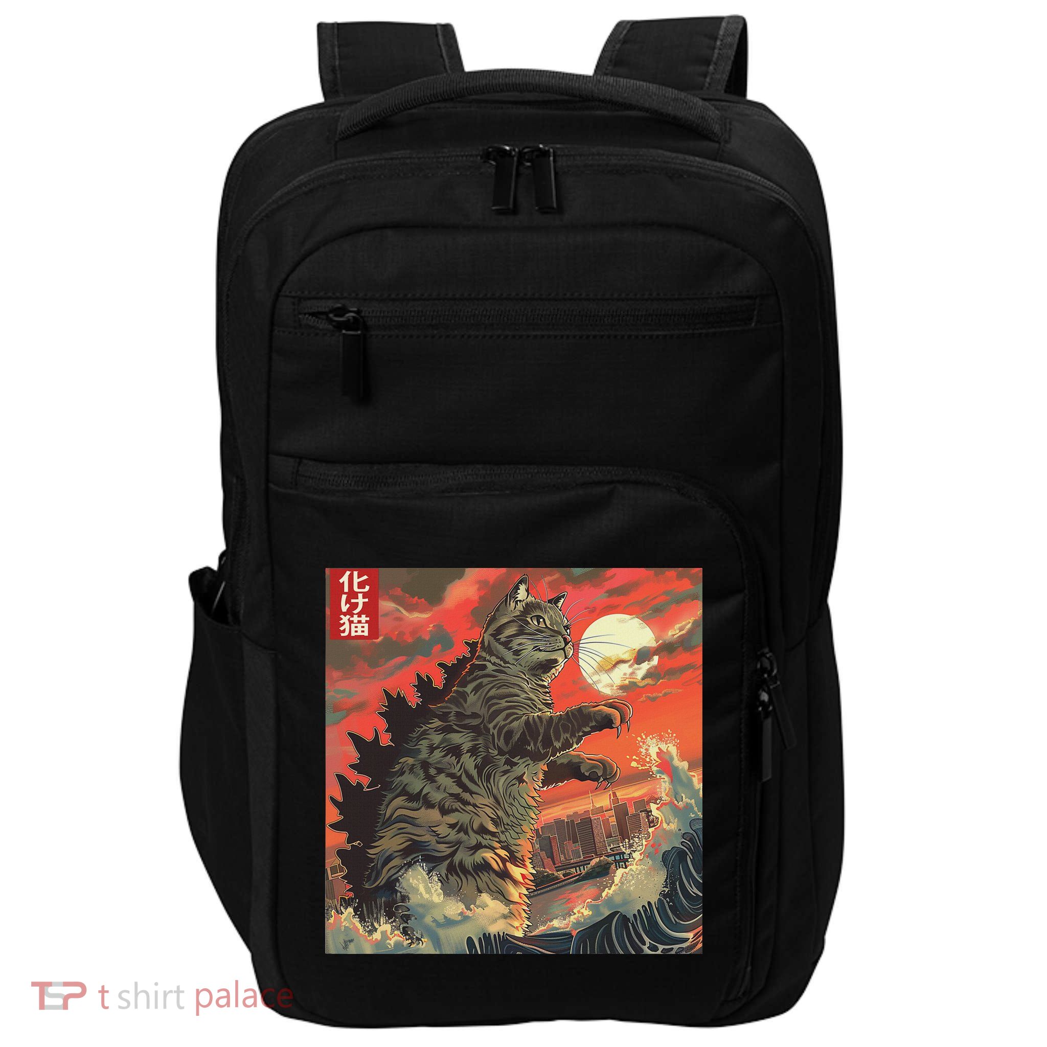 Catzilla Attacking Japan Funny Cute Cat Anime Style Impact Tech Backpack