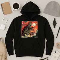 Catzilla Attacking Japan Funny Cute Cat Anime Style Hoodie