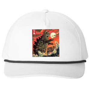 Catzilla Attacking Japan Funny Cute Cat Anime Style Snapback Five-Panel Rope Hat