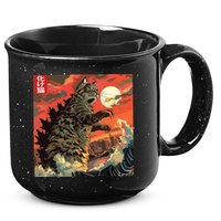 Catzilla Attacking Japan Funny Cute Cat Anime Style 15oz Campfire Ceramic Mug