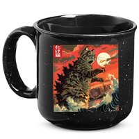 Catzilla Attacking Japan Funny Cute Cat Anime Style 15oz Campfire Ceramic Mug