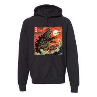 Catzilla Attacking Japan Funny Cute Cat Anime Style Premium Hoodie