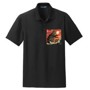 Catzilla Attacking Japan Funny Cute Cat Anime Style Dry Zone Grid Polo