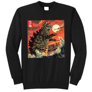 Catzilla Attacking Japan Funny Cute Cat Anime Style Tall Sweatshirt