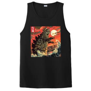 Catzilla Attacking Japan Funny Cute Cat Anime Style PosiCharge Competitor Tank