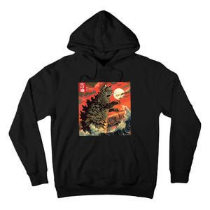 Catzilla Attacking Japan Funny Cute Cat Anime Style Tall Hoodie