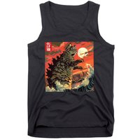 Catzilla Attacking Japan Funny Cute Cat Anime Style Tank Top