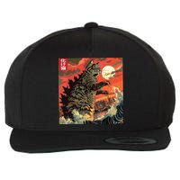 Catzilla Attacking Japan Funny Cute Cat Anime Style Wool Snapback Cap