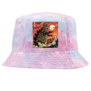 Catzilla Attacking Japan Funny Cute Cat Anime Style Tie-Dyed Bucket Hat