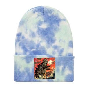 Catzilla Attacking Japan Funny Cute Cat Anime Style Tie Dye 12in Knit Beanie