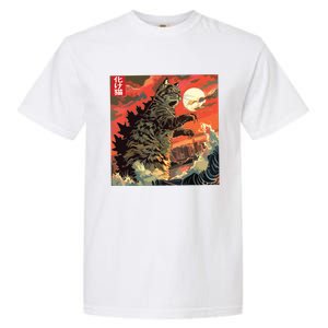 Catzilla Attacking Japan Funny Cute Cat Anime Style Garment-Dyed Heavyweight T-Shirt