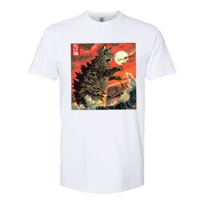 Catzilla Attacking Japan Funny Cute Cat Anime Style Softstyle CVC T-Shirt