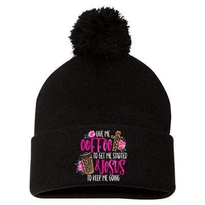Coffee And Jesus  Womens Misses Unisex Plus Size Teacher Pom Pom 12in Knit Beanie