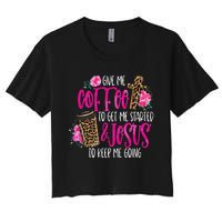 Coffee And Jesus  Womens Misses Unisex Plus Size Teacher Women's Crop Top Tee