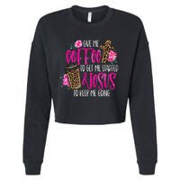 Coffee And Jesus  Womens Misses Unisex Plus Size Teacher Cropped Pullover Crew