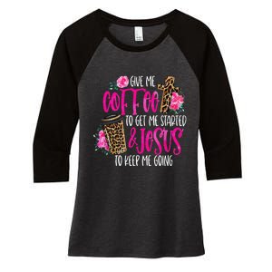 Coffee And Jesus  Womens Misses Unisex Plus Size Teacher Women's Tri-Blend 3/4-Sleeve Raglan Shirt