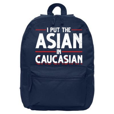 Caucasian Asian Joke Asian I Put The Asian In Caucasian 16 in Basic Backpack