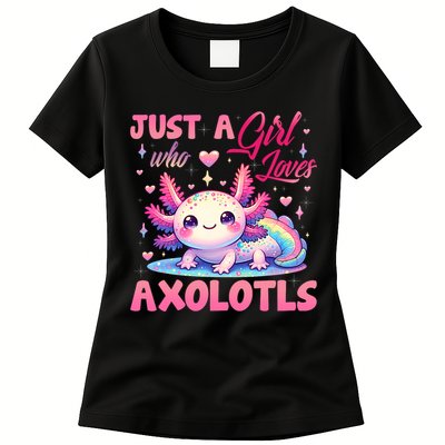 Cute Axolotl Just A Girl Who Loves Axolotls 2 Womens T-Shirt