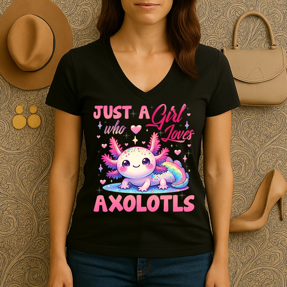 Cute Axolotl Just A Girl Who Loves Axolotls 2 Women's V-Neck T-Shirt