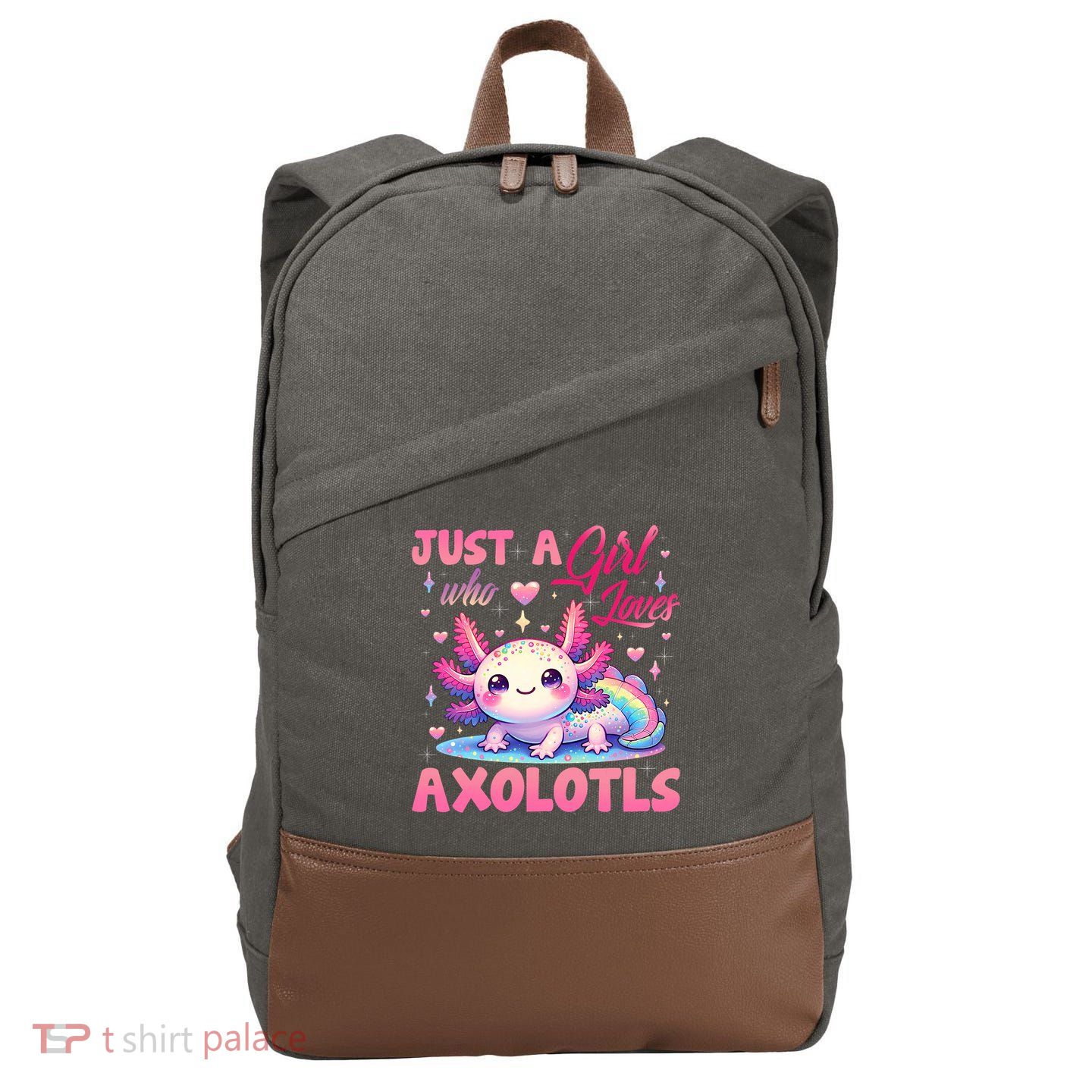 Cute Axolotl Just A Girl Who Loves Axolotls 2 Cotton Canvas Backpack