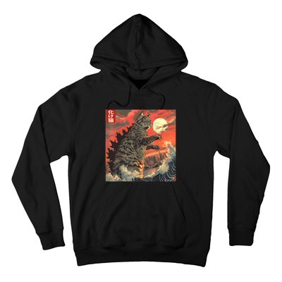 Catzilla Attacking Japan Funny Cute Cat Anime Style Hoodie