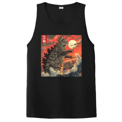 Catzilla Attacking Japan Funny Cute Cat Anime Style PosiCharge Competitor Tank