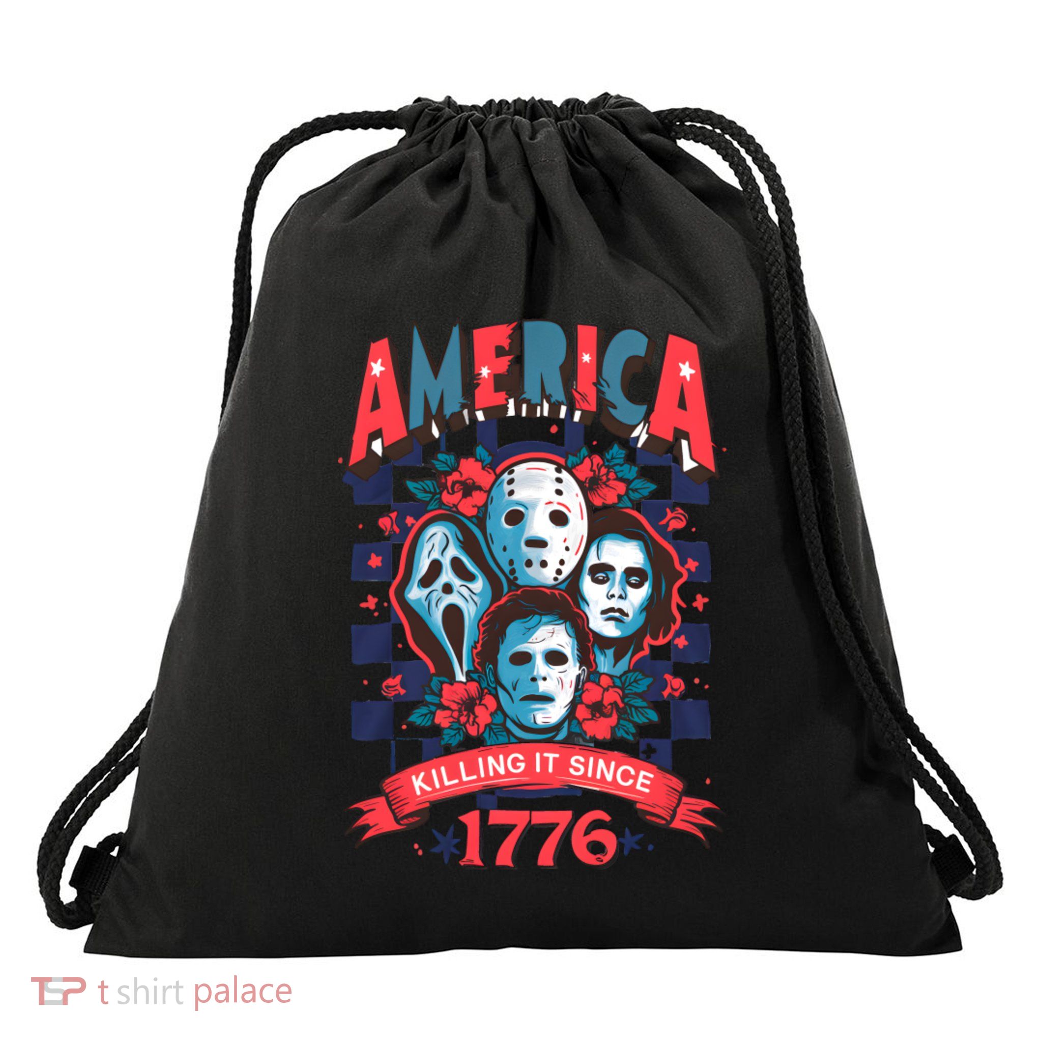 Checkered America Killing It Since 1776 Drawstring Bag