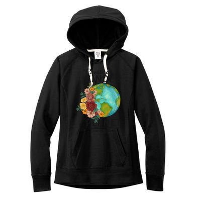 Create A Kinder Planet Earth Day Meaningful Gift Save Our Home Gift Women's Fleece Hoodie