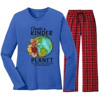 Create A Kinder Planet Earth Day Meaningful Gift Save Our Home Gift Women's Long Sleeve Flannel Pajama Set 