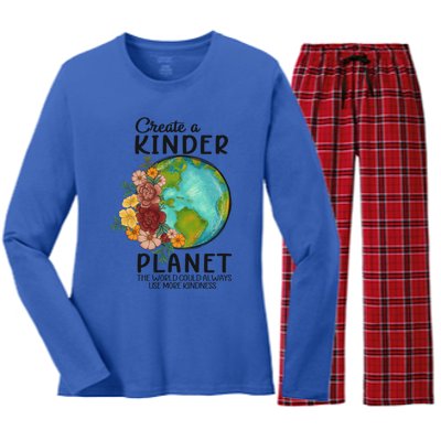 Create A Kinder Planet Earth Day Meaningful Gift Save Our Home Gift Women's Long Sleeve Flannel Pajama Set 