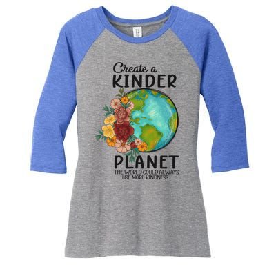 Create A Kinder Planet Earth Day Meaningful Gift Save Our Home Gift Women's Tri-Blend 3/4-Sleeve Raglan Shirt